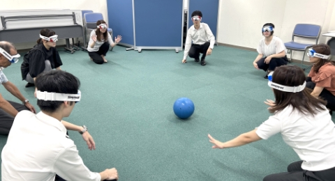 ゴールボール体験/パス回し
